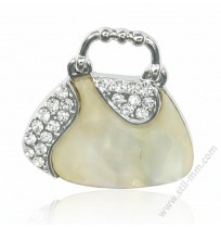 1136 Елегантна брошка „Дамска чанта“ с перлен ефект и кристали